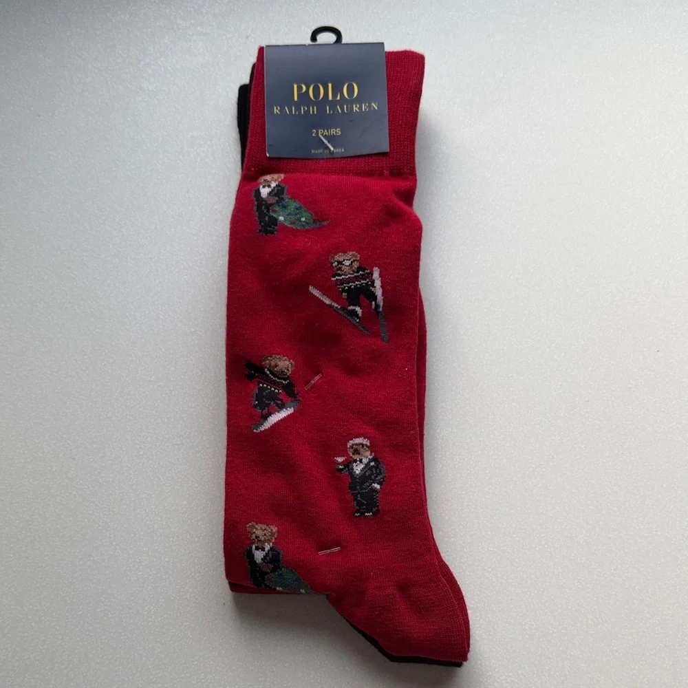 Polo RALPH LAUREN‎ NWT Men’s Socks 2 Pair Martini Bear Ski Snowboard Tree Skiing